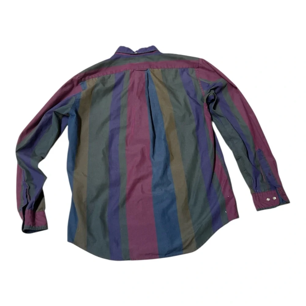 Vintage Men's Striped Shirt - Blue, Green, Purple vintage 90s - Picture 2 of 3